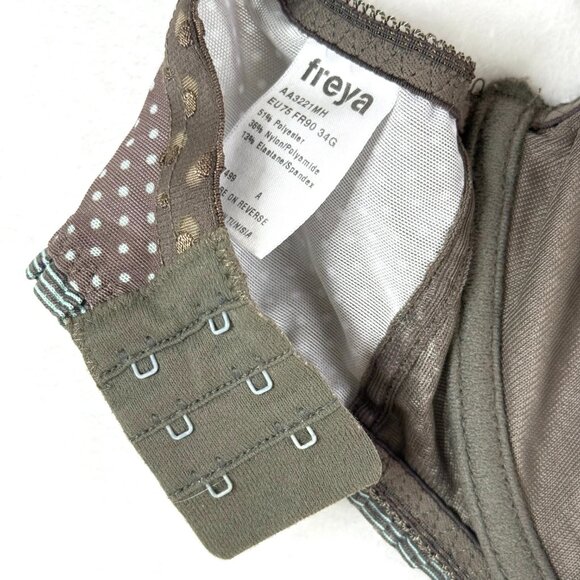 FREYA Mesh Sheer Polka Dot Lace Trim Underwire Plunge Bra Womens 34G AA3221 - Picture 3 of 4